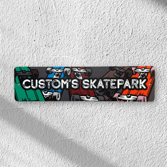 Custom Skatepark Name Sign, Custom Metal Powder Coated & Printed Name Sign