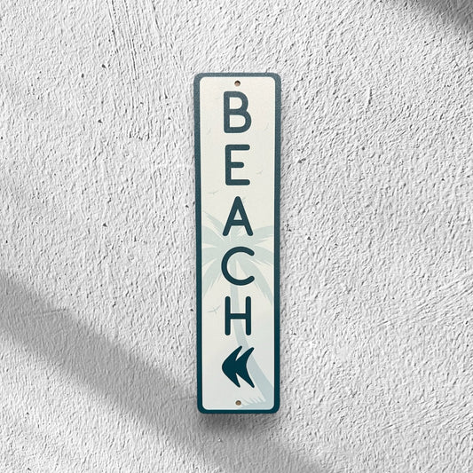 Custom Printed Beach Direction Sign, Custom Metal Powder Coated & Printed Name Sign