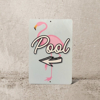 Custom Printed Pool Direction Sign, Custom Metal Powder Coated & Printed Sign
