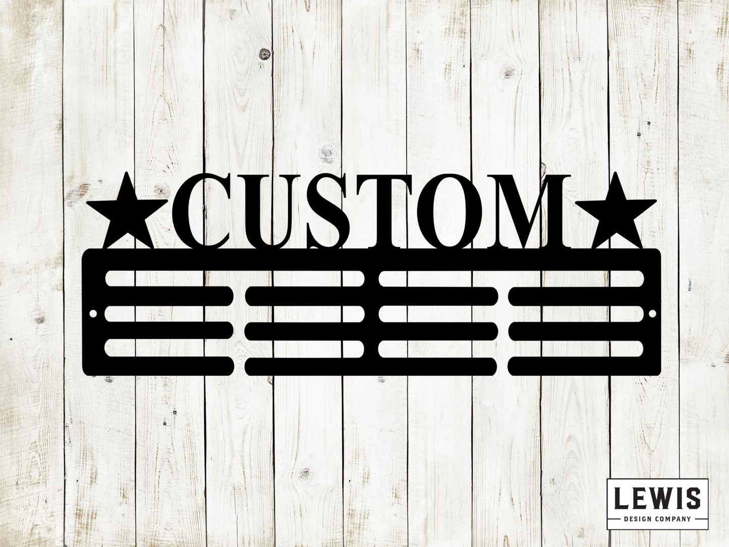 Custom Name Medal Hanger with Stars  - 12 Rungs for medals & Ribbons, Medal Display, Sports Medals, Kids Room, Kids Room Sports Decor