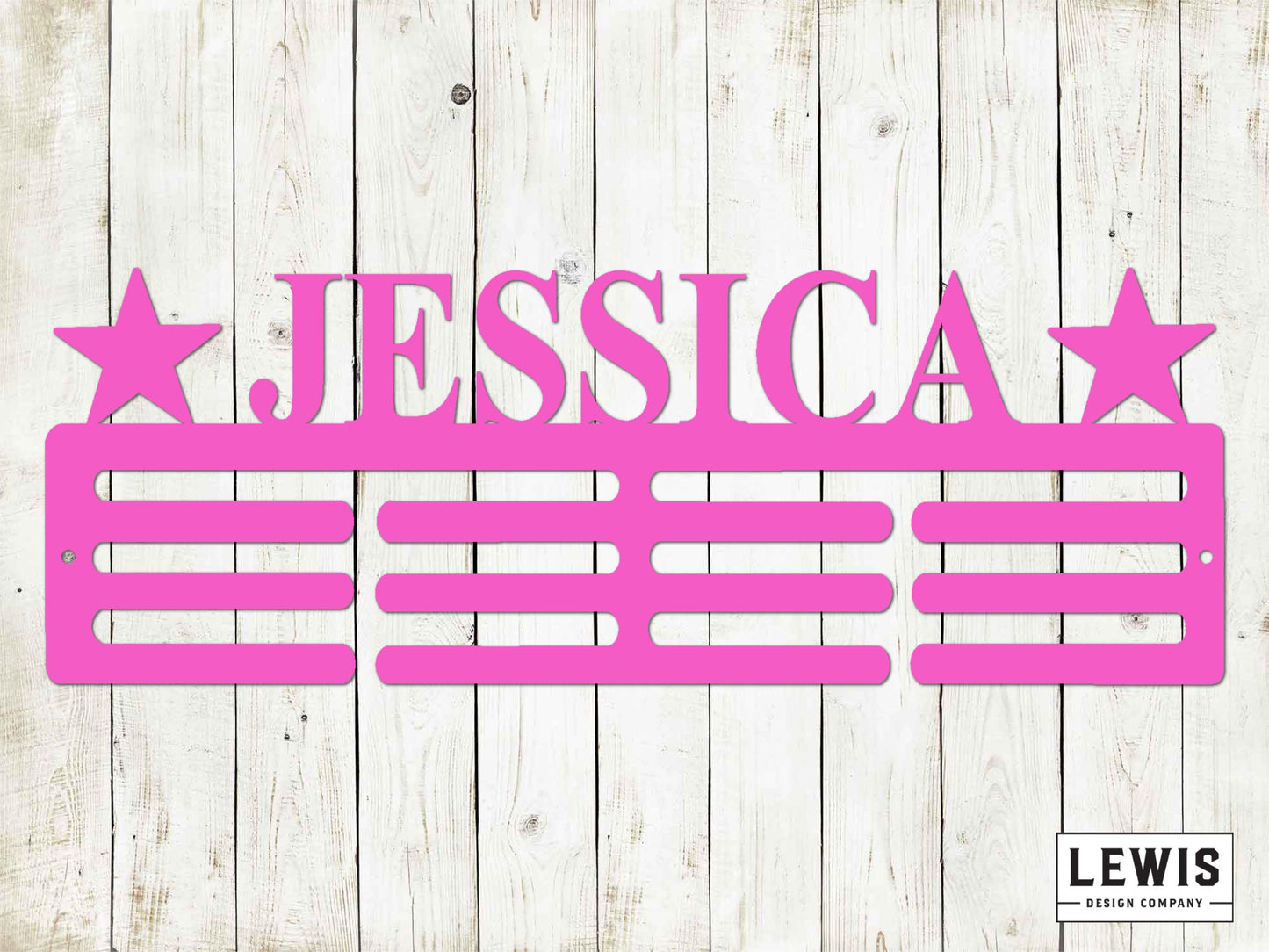 Custom Name Medal Hanger with Stars  - 12 Rungs for medals & Ribbons, Medal Display, Sports Medals, Kids Room, Kids Room Sports Decor