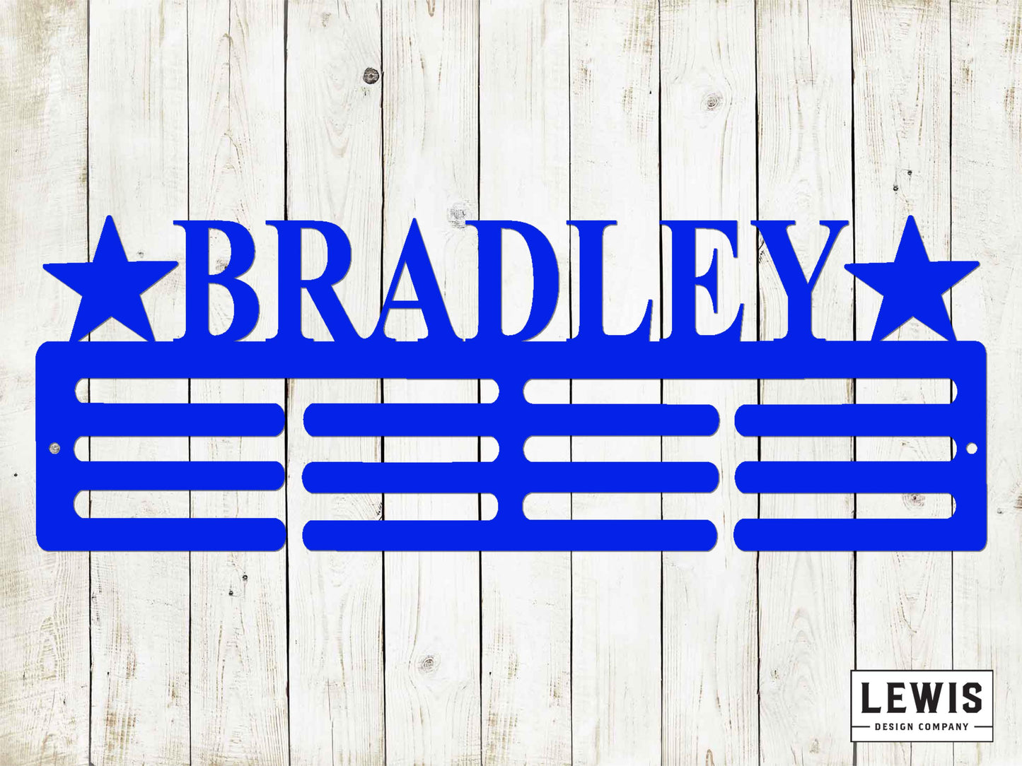 Custom Name Medal Hanger with Stars  - 12 Rungs for medals & Ribbons, Medal Display, Sports Medals, Kids Room, Kids Room Sports Decor