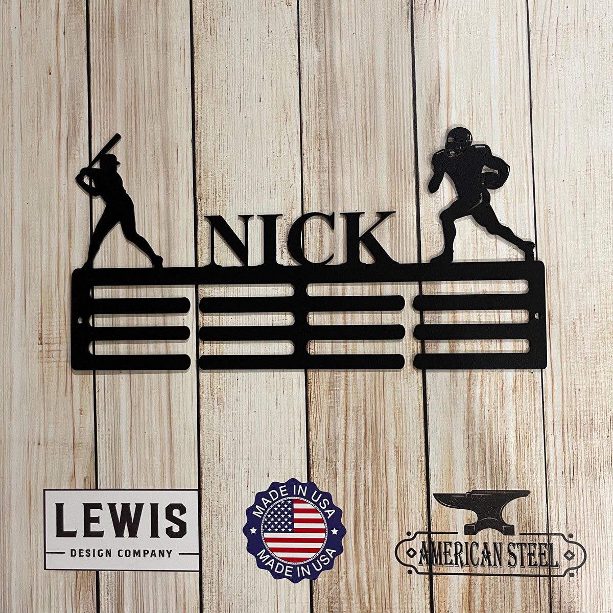 Male Sports Medal Hanger You Choose 2 Sports with Name