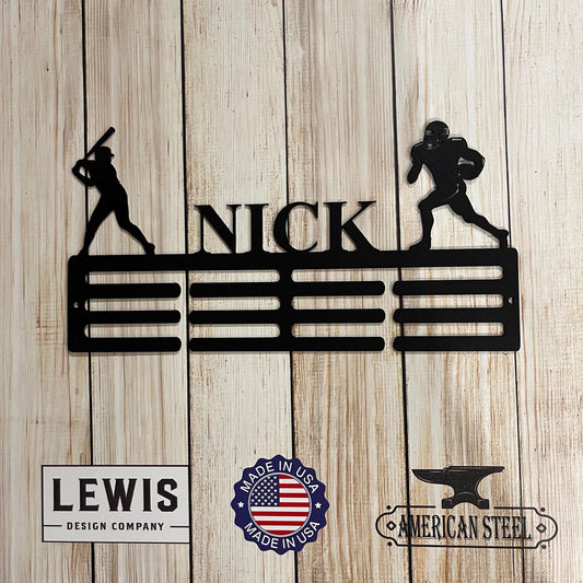 Male Sports Medal Hanger You Choose 2 Sports with Name