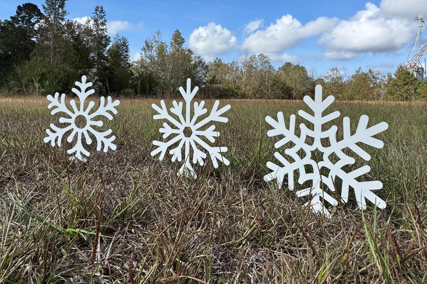 Snowflake Metal Yard Stakes, Winter Yard Decor Metal Signs