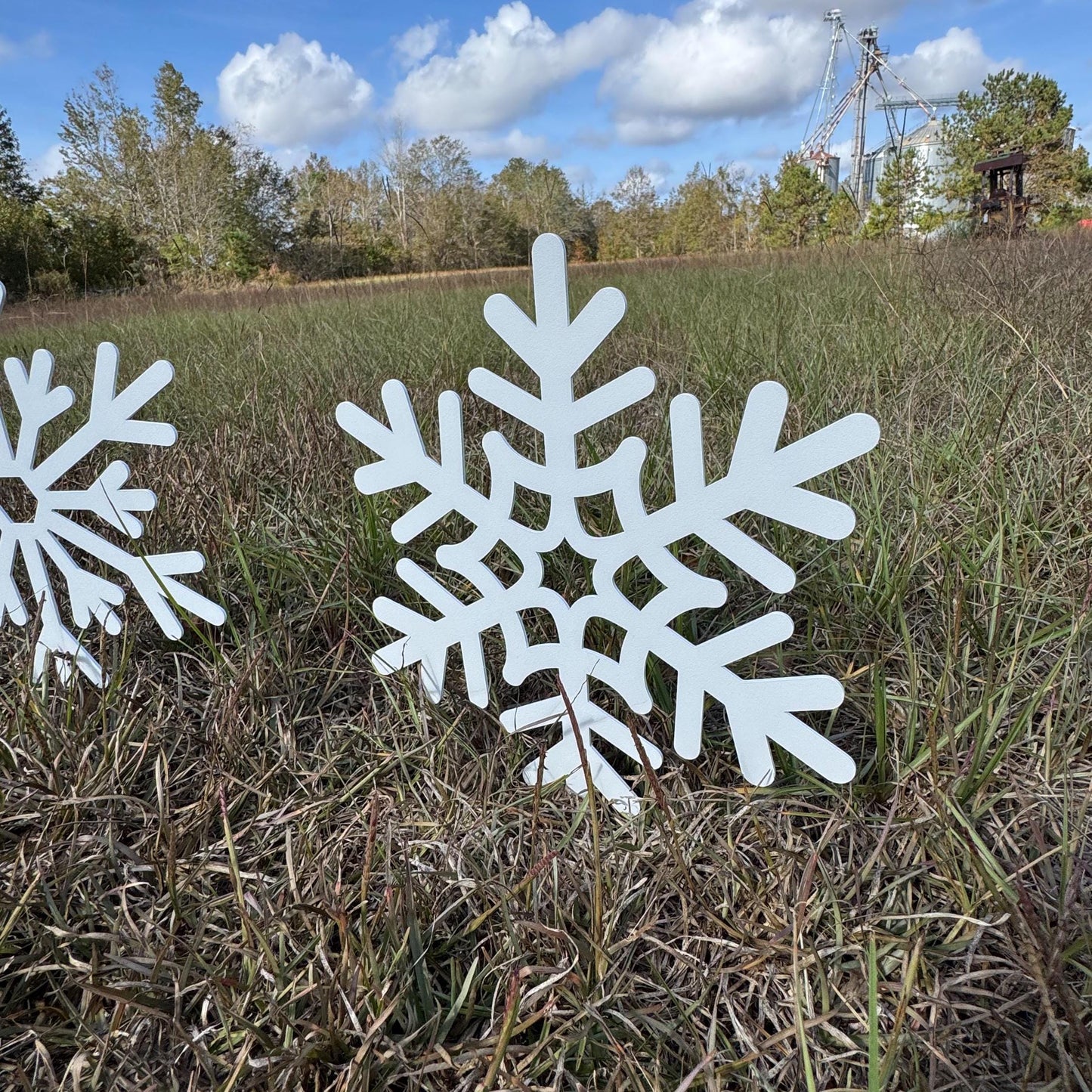 Snowflake Metal Yard Stakes, Winter Yard Decor Metal Signs
