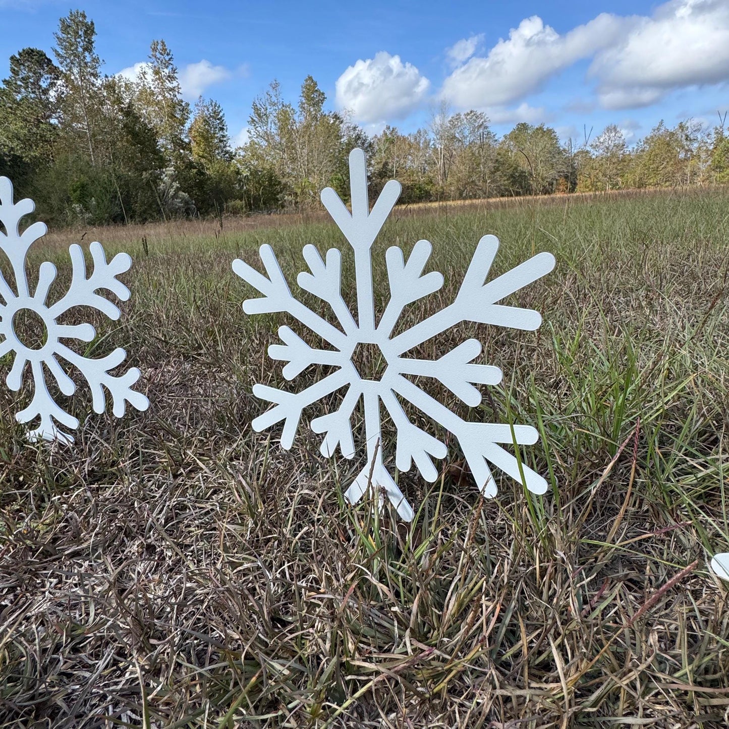 Snowflake Metal Yard Stakes, Winter Yard Decor Metal Signs