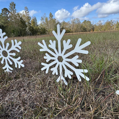 Snowflake Metal Yard Stakes, Winter Yard Decor Metal Signs