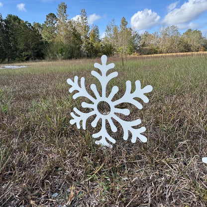 Snowflake Metal Yard Stakes, Winter Yard Decor Metal Signs