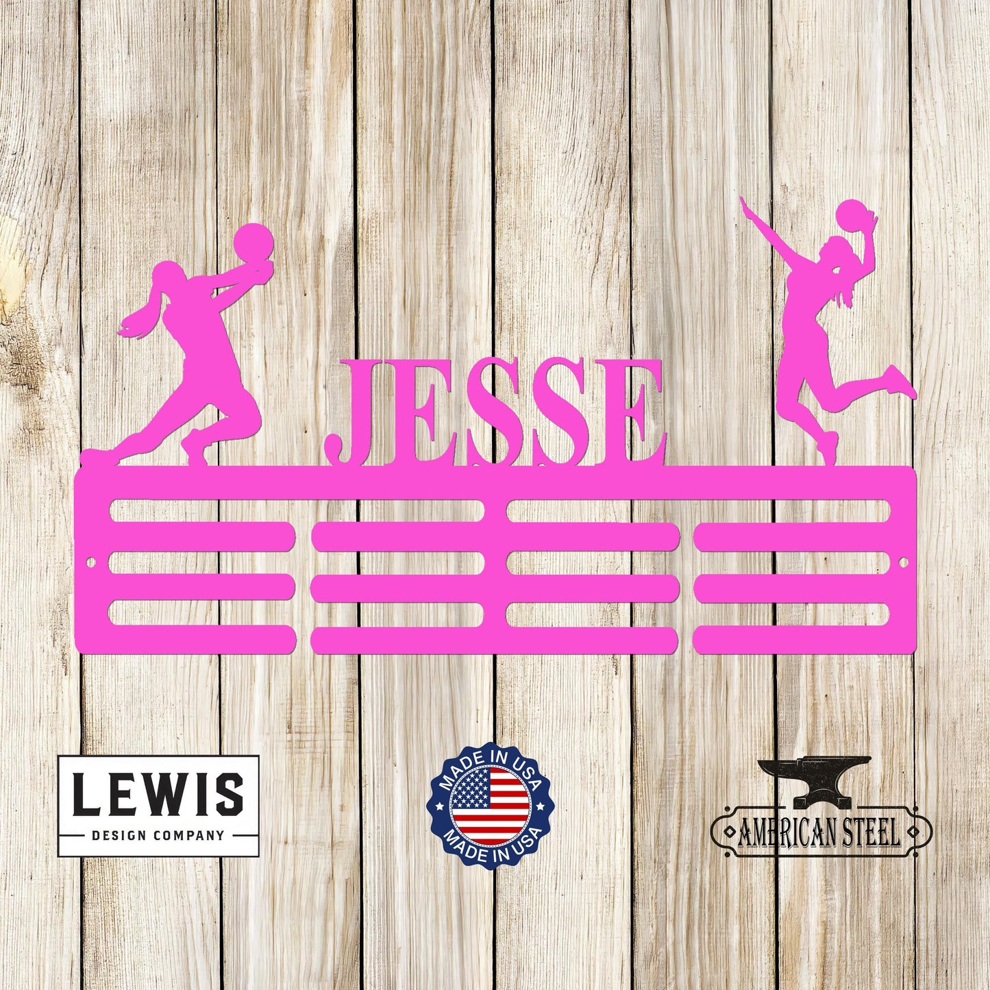 Female Volleyball Custom Name Medal Hanger