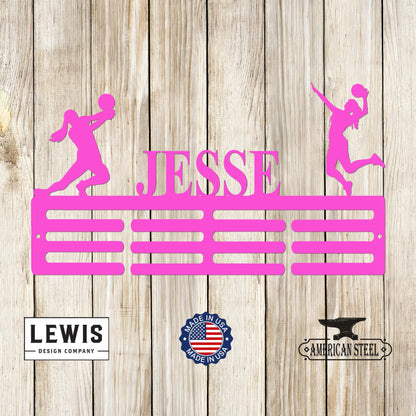 Female Volleyball Custom Name Medal Hanger