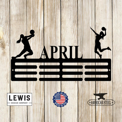 Female Volleyball Custom Name Medal Hanger