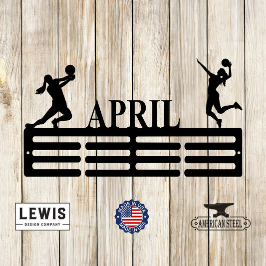 Female Volleyball Custom Name Medal Hanger