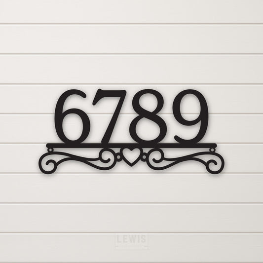 Heart Scroll Metal Address Sign