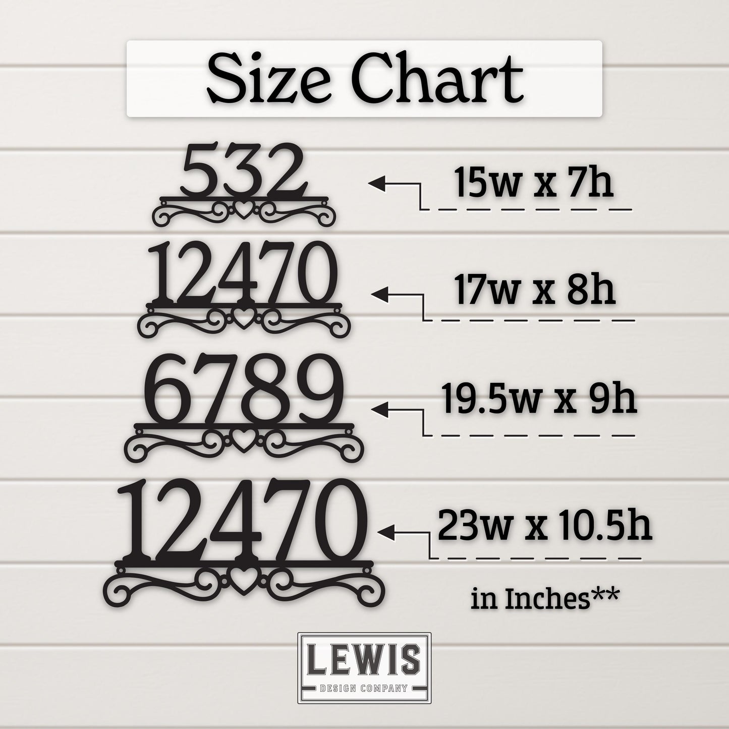 Heart Scroll Metal Address Sign