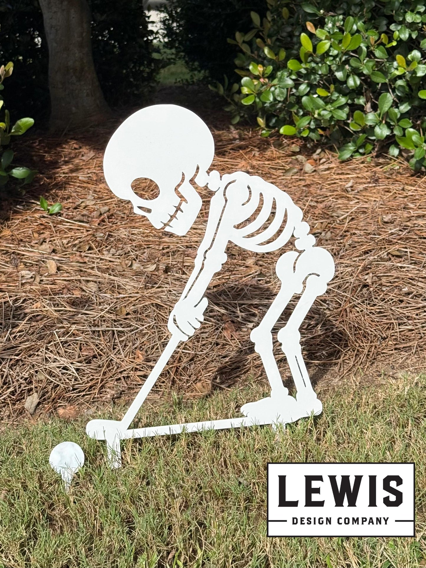 Metal Skeleton Golfer Yard Stakes