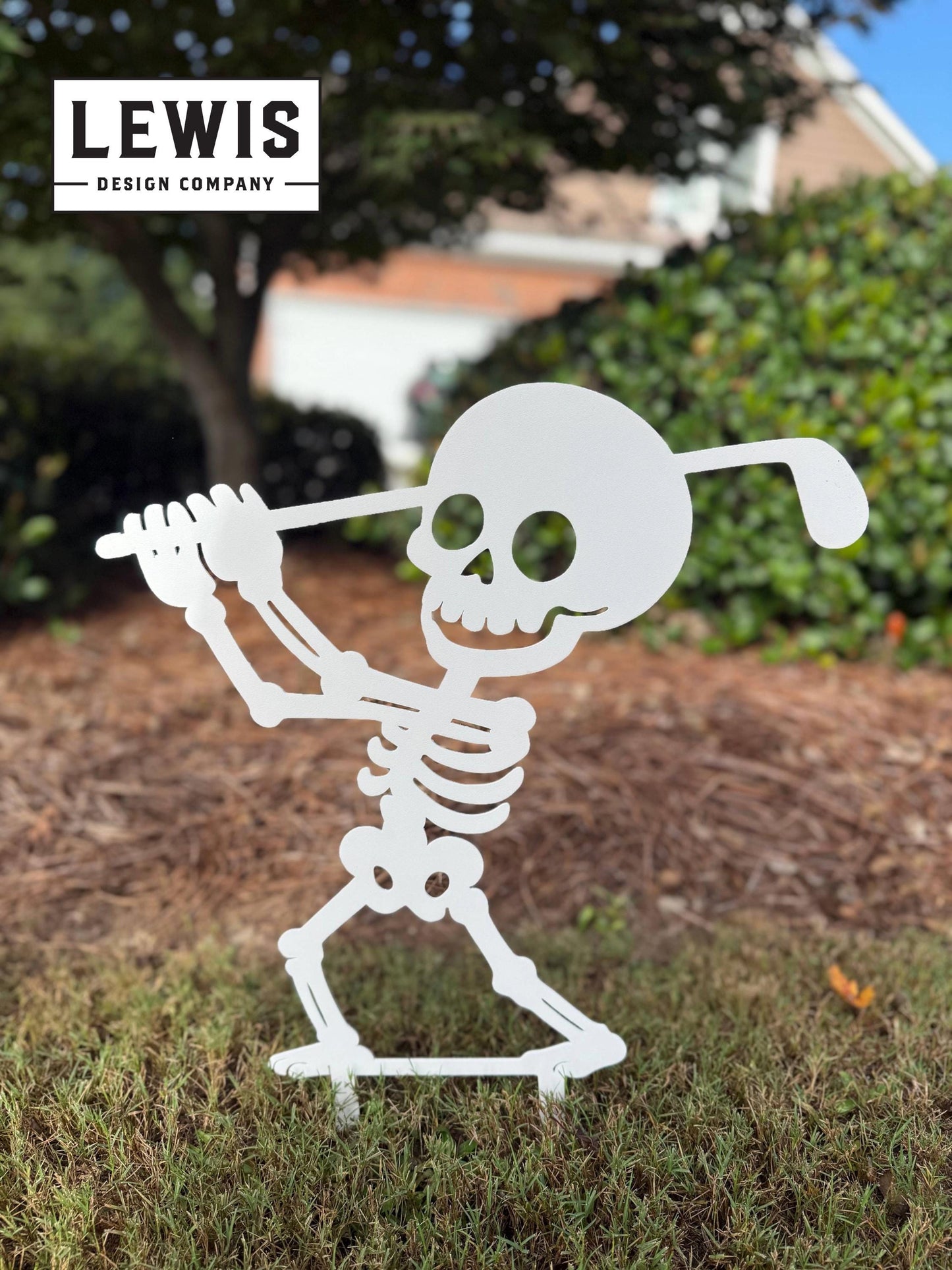 Metal Skeleton Golfer Yard Stakes