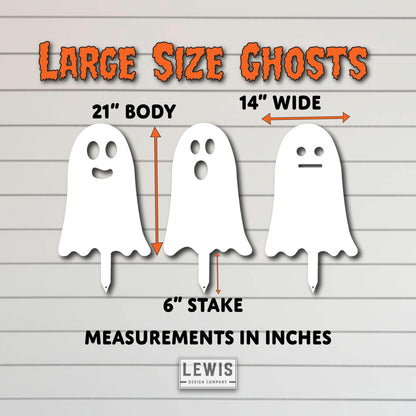 Metal Halloween Ghosts Yard Stakes – Set of 3 – Outdoor Halloween Decor – Funny Ghosts Yard Art