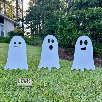 Metal Halloween Ghosts Yard Stakes – Set of 3 – Outdoor Halloween Decor – Funny Ghosts Yard Art