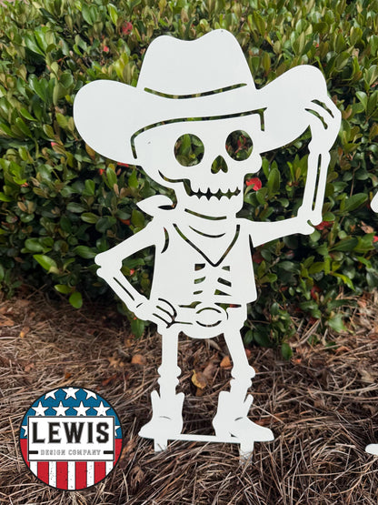 Cowboy & Cowgirl Skeleton Yard Stakes