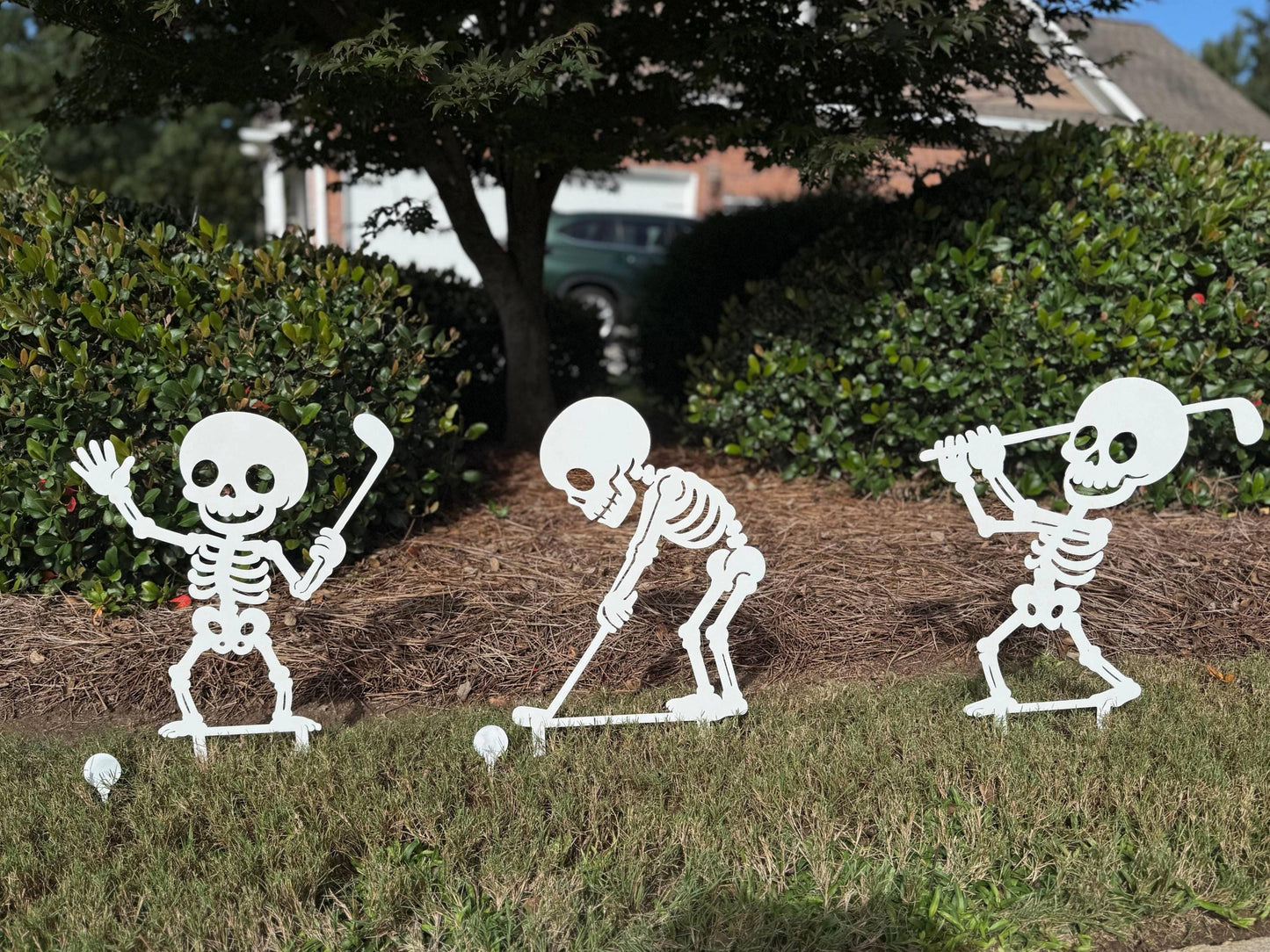 Metal Skeleton Golfer Yard Stakes