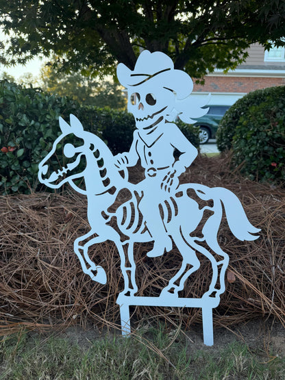 Cowboy & Cowgirl Skeletons Horseback riding Yard Stakes