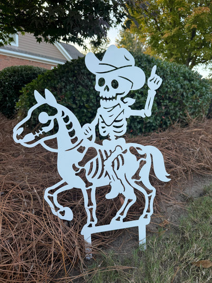 Cowboy & Cowgirl Skeletons Horseback riding Yard Stakes