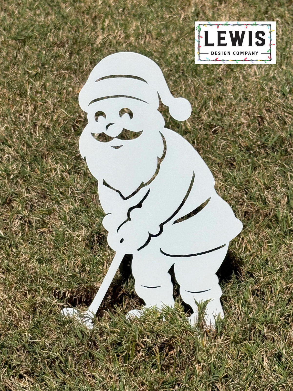 Santa Golf Yard Stake – Christmas Golfing Decor – Golf Lover Christmas Gift