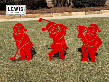 Santa Golf Yard Stake – Christmas Golfing Decor – Golf Lover Christmas Gift