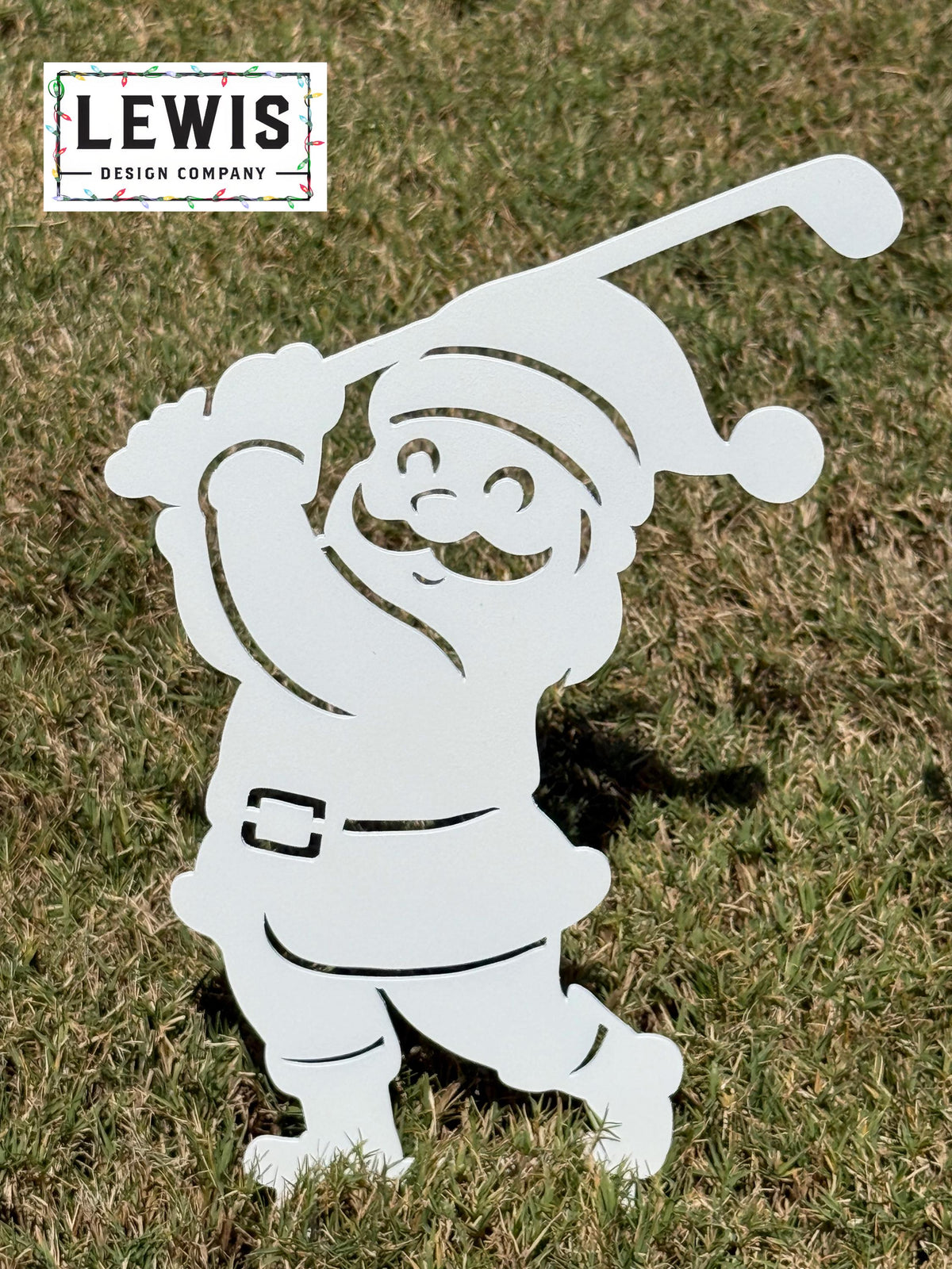 Santa Golf Yard Stake – Christmas Golfing Decor – Golf Lover Christmas Gift