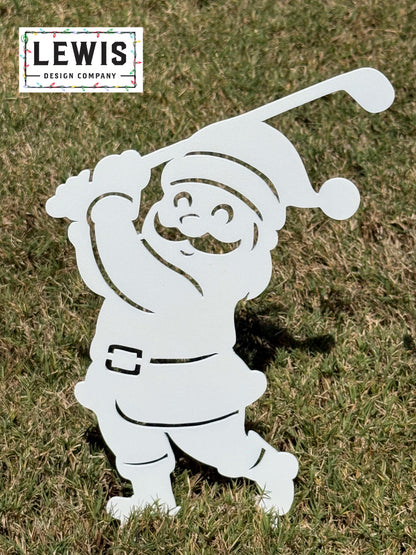Santa Golf Yard Stake – Christmas Golfing Decor – Golf Lover Christmas Gift