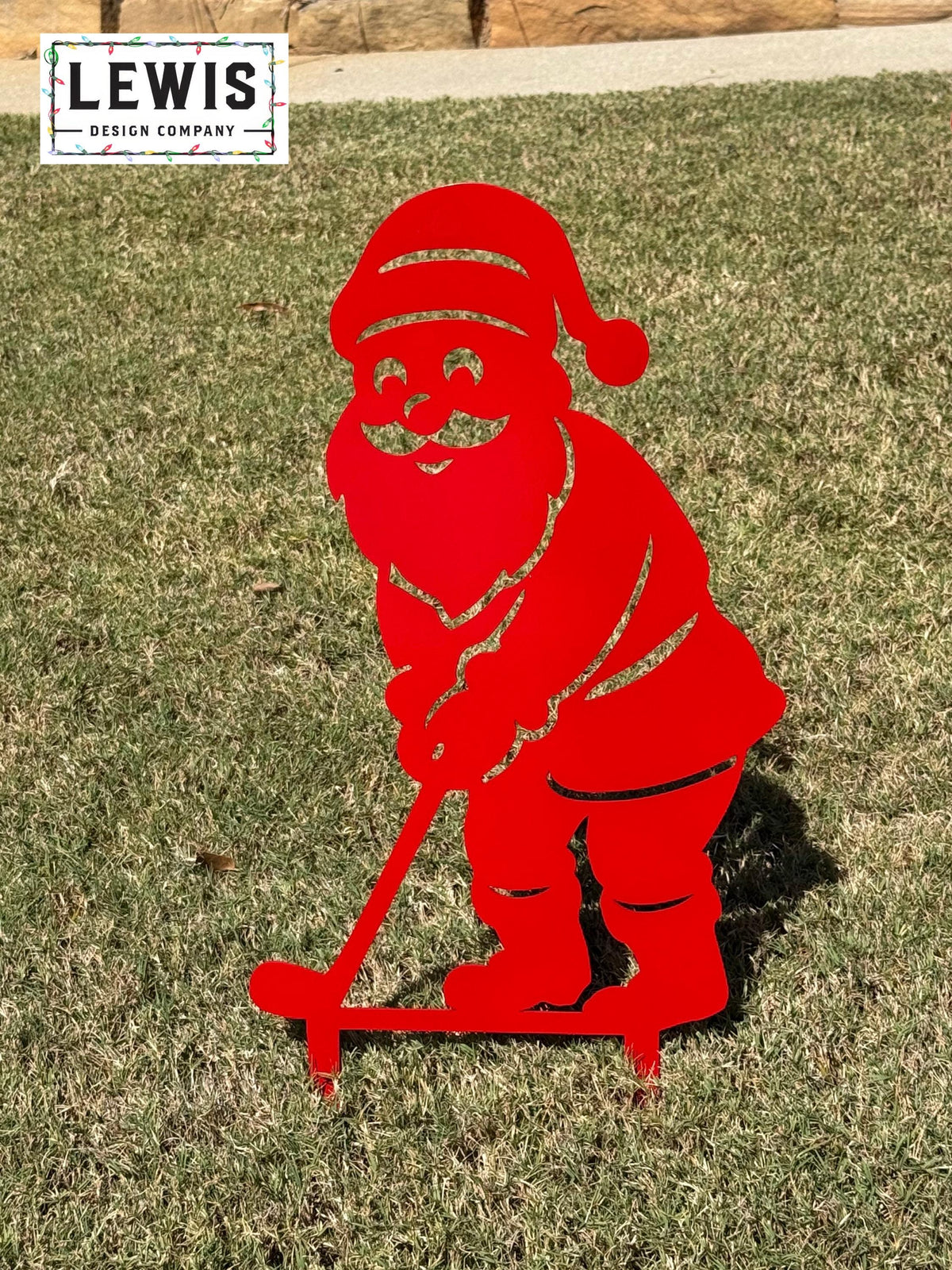 Santa Golf Yard Stake – Christmas Golfing Decor – Golf Lover Christmas Gift