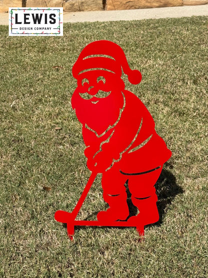 Santa Golf Yard Stake – Christmas Golfing Decor – Golf Lover Christmas Gift