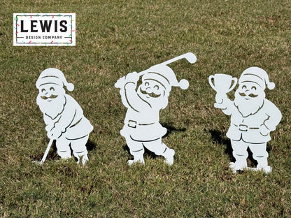 Santa Golf Yard Stake – Christmas Golfing Decor – Golf Lover Christmas Gift