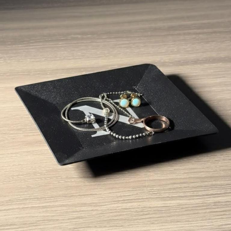 Custom Decorative Tray with Steel Initial Inlay