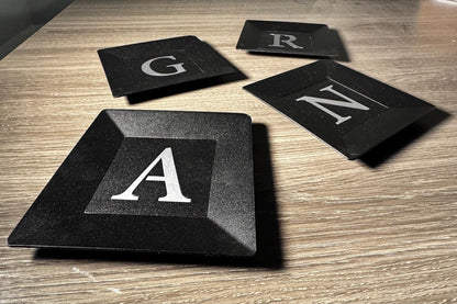 Custom Decorative Tray with Steel Initial Inlay