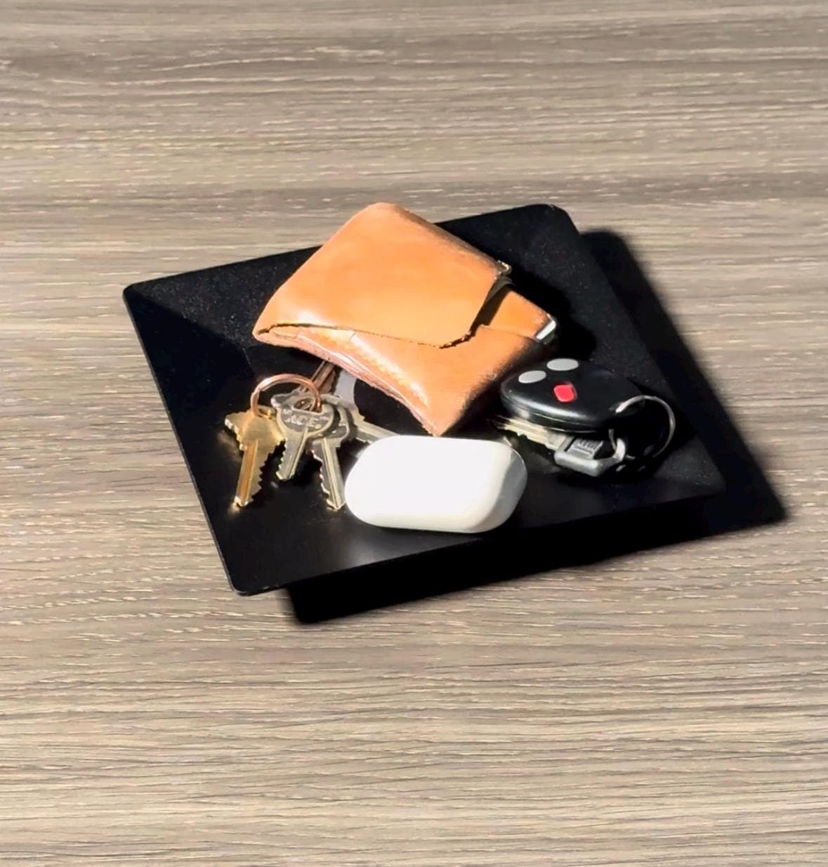 Custom Decorative Tray with Steel Initial Inlay