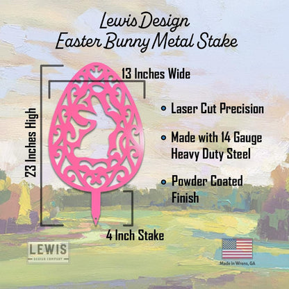 Metal Easter Egg with Bunny Yard Stake