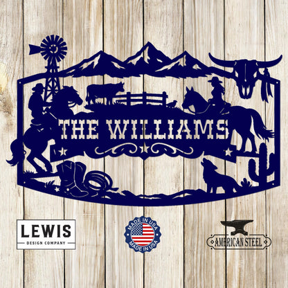 Custom Western Monogram Sign with Horses