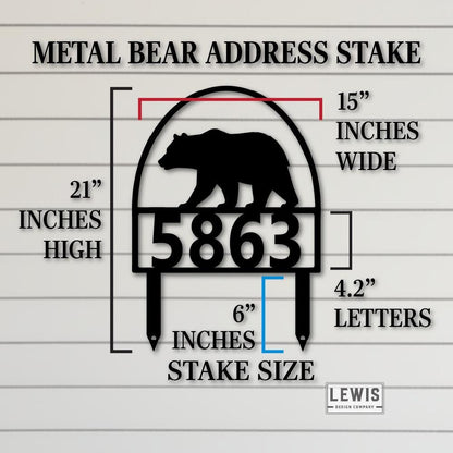 Metal Bear Address Sign with Stakes