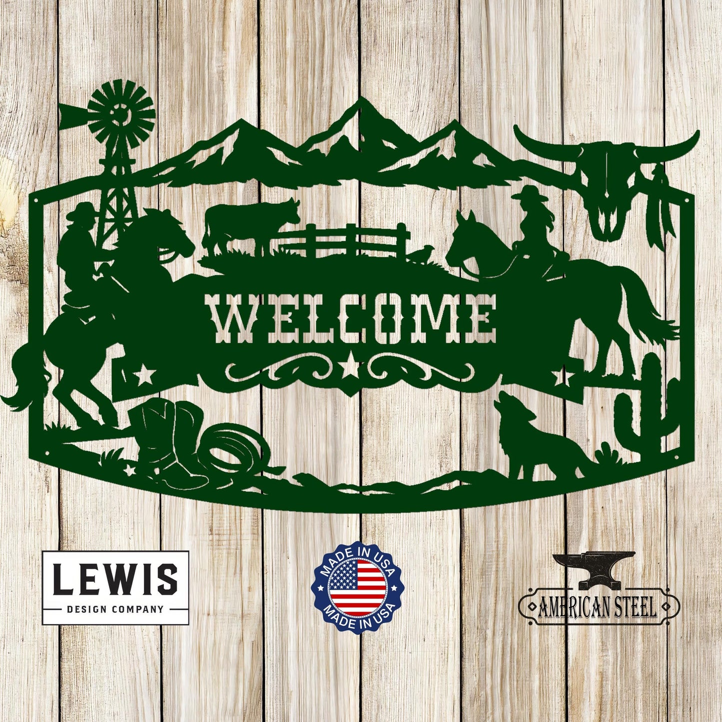 Custom Western Monogram Sign with Horses