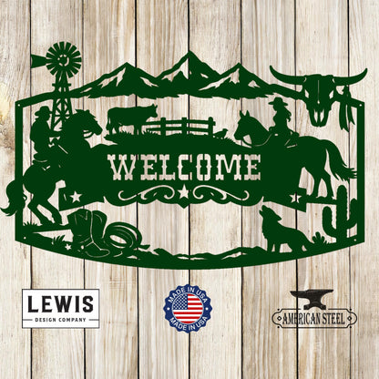 Custom Western Monogram Sign with Horses
