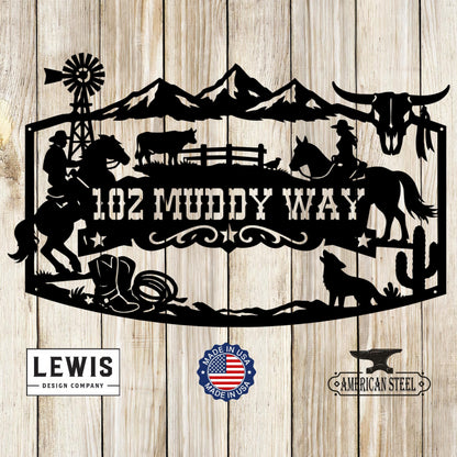 Custom Western Monogram Sign with Horses