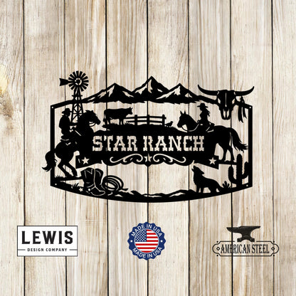 Custom Western Monogram Sign with Horses