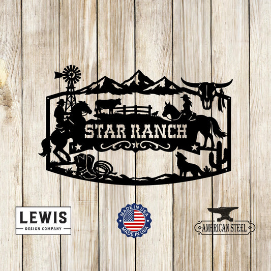 Custom Western Monogram Sign with Horses