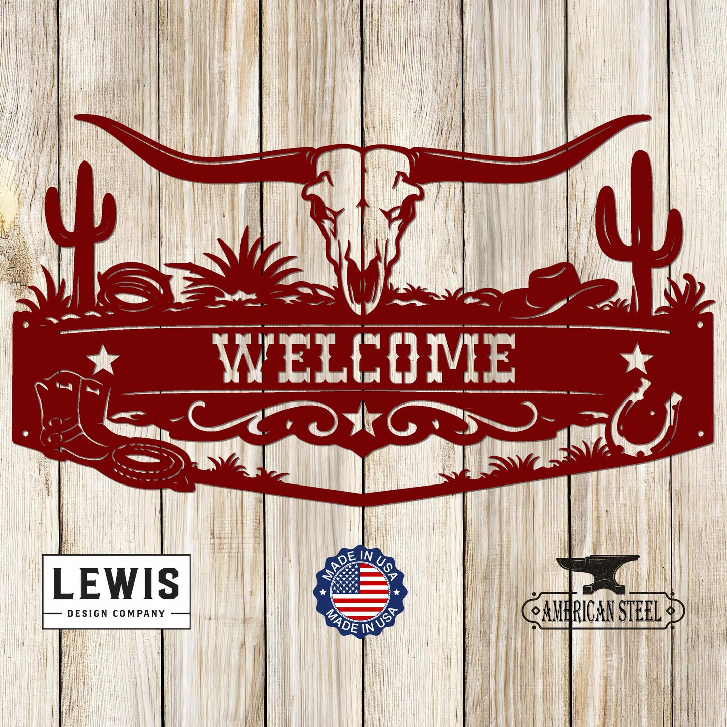 Custom Western Monogram Sign with Skull