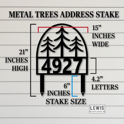 Metal Pine Trees Address Yard Sign with Stakes