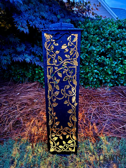 English Ivy Garden Column, Optional Solar Light Cap, Decorative Metal Garden Tower, Outdoor Yard Art, Patio Accent, Modern Garden Decor