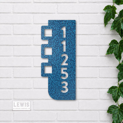 Mid-Century Modern Vertical Address Sign | Retro Geometric Metal House Numbers