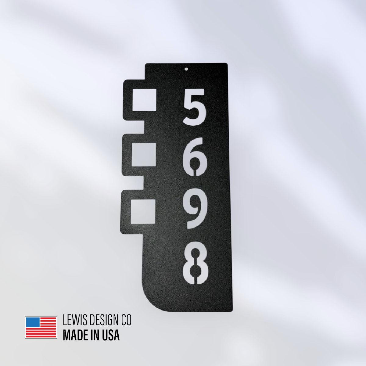Mid-Century Modern Vertical Address Sign | Retro Geometric Metal House Numbers
